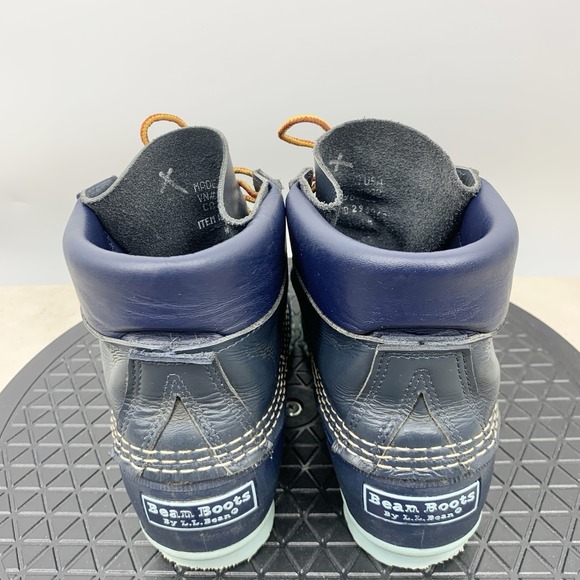 LL Bean Duck Boots Women Size 9 Shoes Blue Leather Rubber Padded Collar 6" Tie - Picture 5 of 9